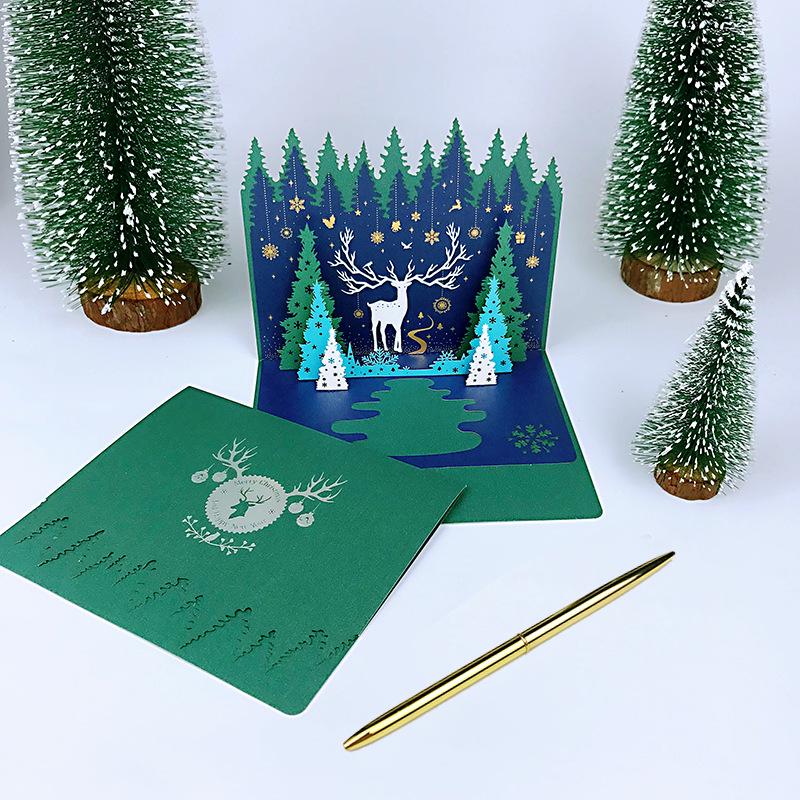 3D Christmas Tree Greeting Card for New Year - Festive Blessings for Friends