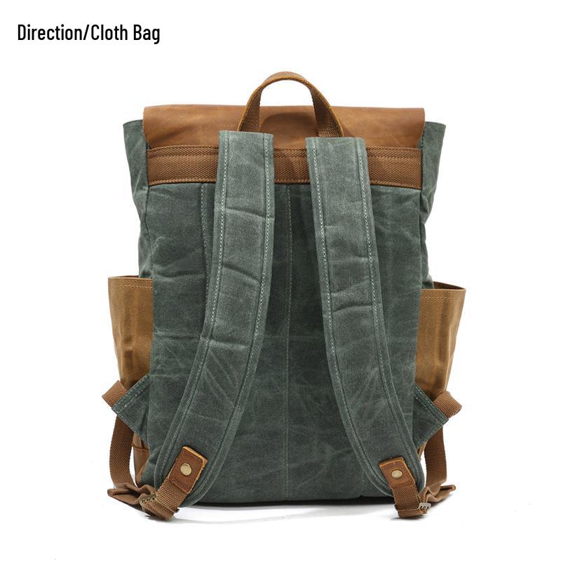 Vintage Canvas & Leather Waterproof Outdoor Backpack - Men's Laptop & Travel Rucksack