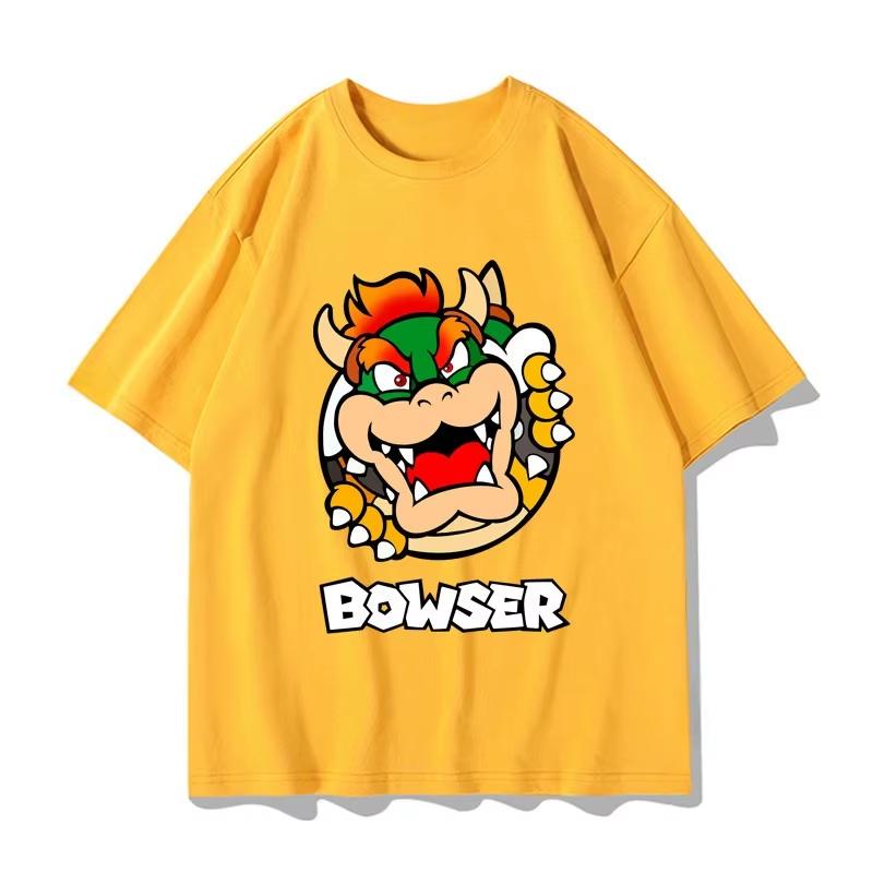 Super Mario Bowser T-shirt, Unisex Summer Y2K Style Pure Cotton Breathable Anime Short Sleeve Streetwear T-Shirt