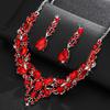 2Pcs/Set Women Jewelry Set Sparkling Water Drop Design Wedding Necklace Drop Earrings Set Bridal Jewelry Gift