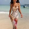 Floral Print Sexy Maxi Dress Women's Fashion Spaghetti Straps Sleeveless Backless Bodycon Party Maxi Dress