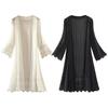 Summer Cardigan Mid Long See-through Lace Open Front Sheer Sun Protection Crochet Cardigan Beach Cover Up Streetwear