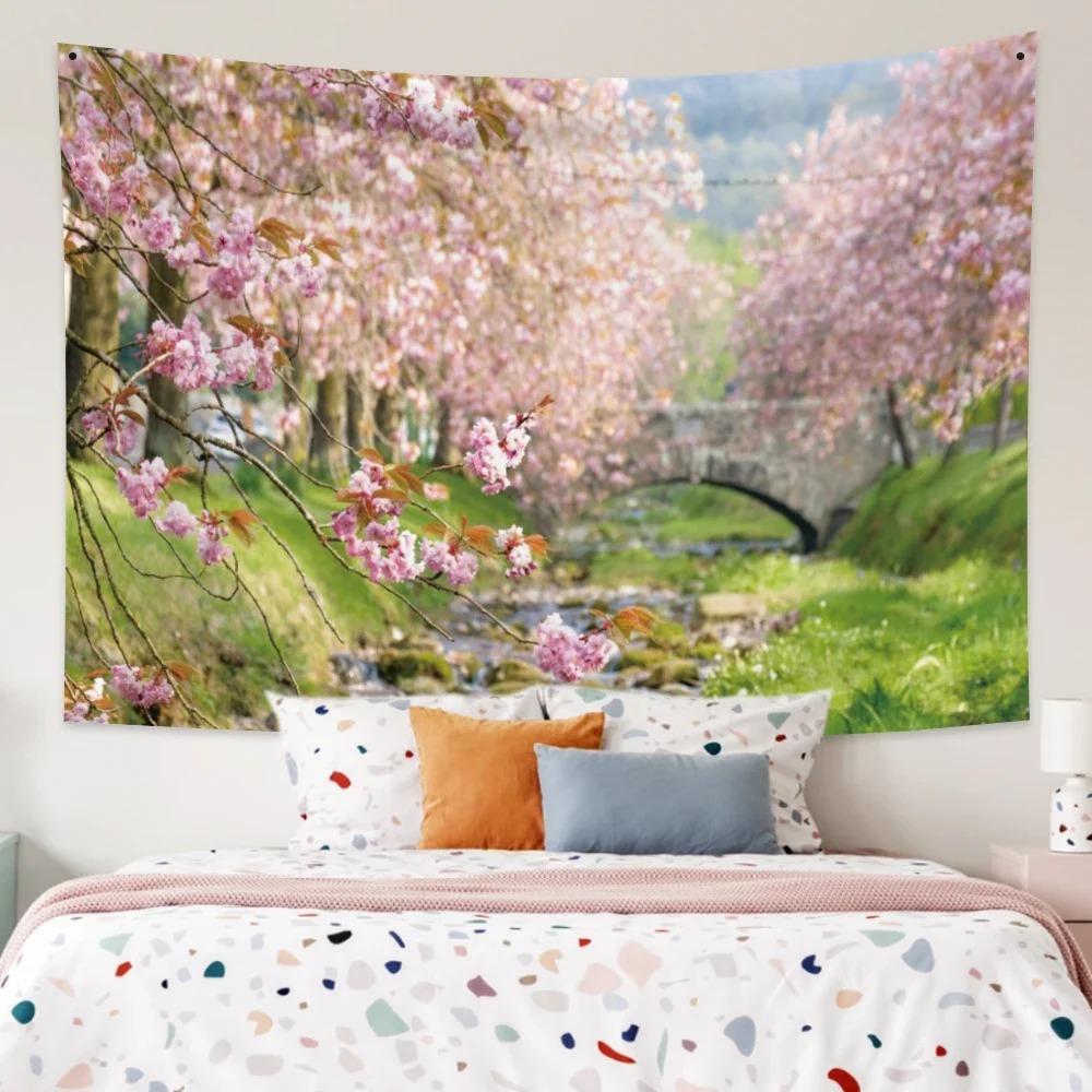 

Весенний пейзаж Деревья Цветы Декоративный гобелен Декор для дома Гостиная Офис Гобелен 100x75cm