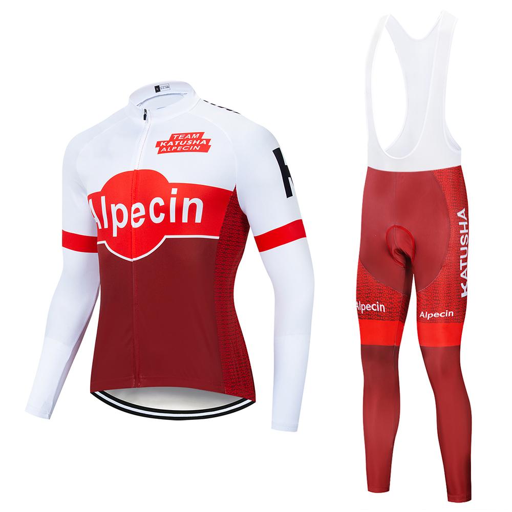 Alpecin Team Men's Cycling Jersey Long Sleeve Set MTB Bike Clothing Maillot Ropa Ciclismo Hombre Bicycle Wear 19D GEL Bib Pants