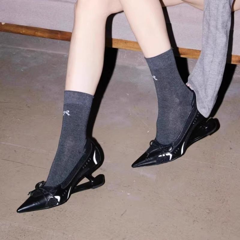 2025 Women Pumps Spring Autumn Elegant Bow Heels Pointed-toe High Heels Shoes Women Shallow Mouth Floating Dress Single Shoes