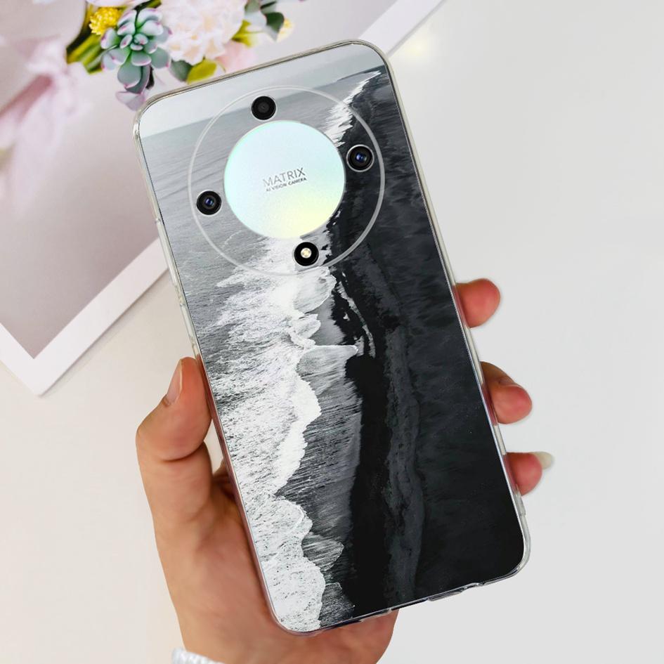 For Honor X9b 5G Case ALI-NX1 Popular Flower Soft Clear Silicon TPU Cover For Honor X9a RMO-NX1 HonorX9 ANY-NX1 Shockproof Funda