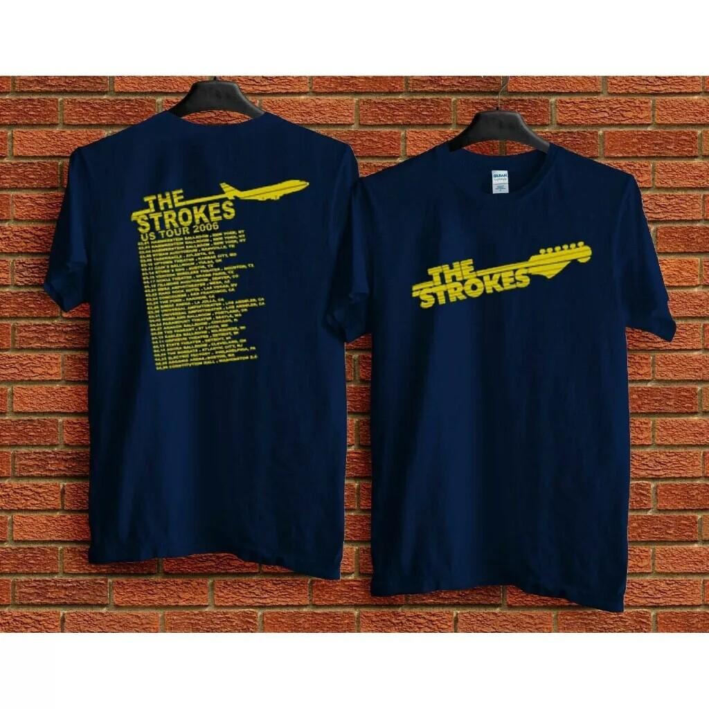 The Strokes Tour 2006 Band Navy Short Sleeve Cotton Unisex T-shirt Reprint Unisex T-Shirt S