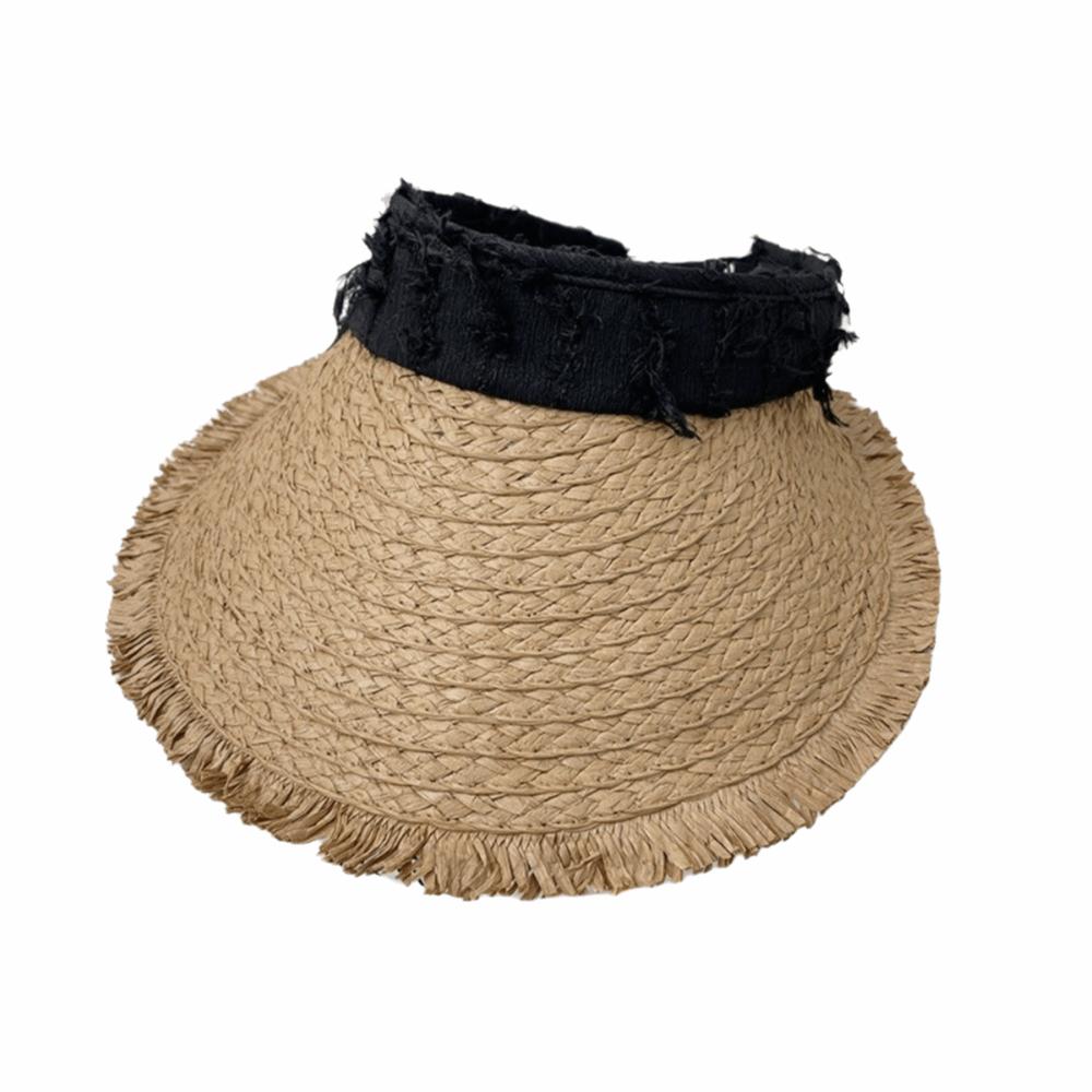 UV Protection Empty Top Straw Hat Woven Straw Folding Sunshade Hat Sunscreen Hat  Beach Vacation