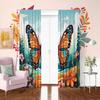 2PCS- Cartoon Butterfly - Printed curtain, 100% polyester material, suitable for bedroom curtains and living room decoration.
