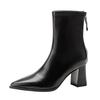 Winter 2025 Fashion: Women's Pointed Toe Chunky Heel Ankle Boots - Soft Leather, Comfy, Elastic Fit with Back Zipper