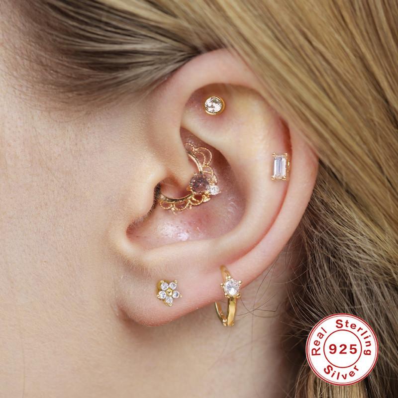 Sterling Silber S925 Körperpiercing Knorpel Nahtloser Nasenring Offener Ring Piercing Mode Nasenring Ohrringe Fußohrringe Ohrringe