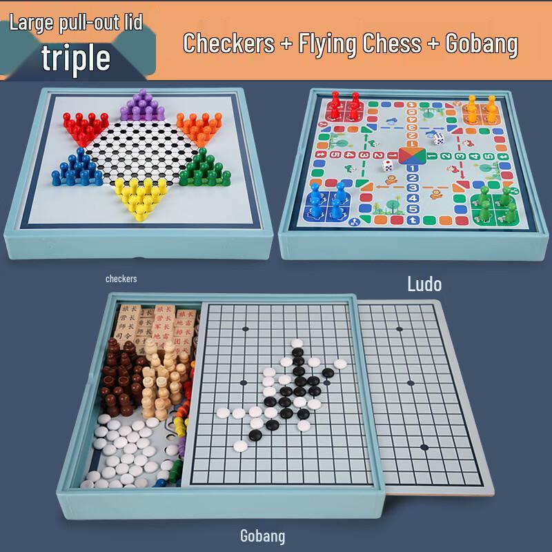 

3-in-1 Wooden Board Game Set