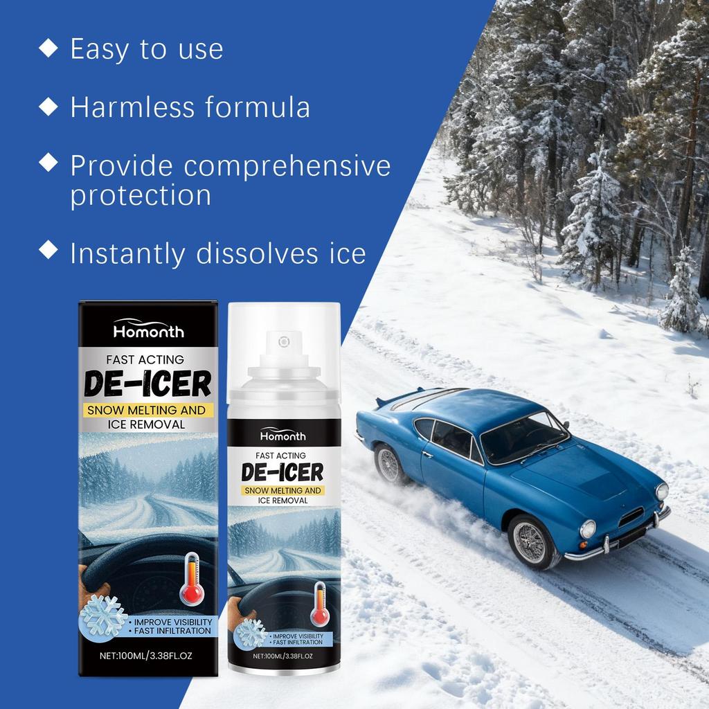 Auto-Enteiser Spray, Schnelles Schmelzen von Eis für Windschutzscheibe & Fenster, Schnee-Enteiser
