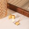 Heart Couple Book Necklace Titanium Steel Couple Text Locket Opening Book Pendant  Female Lady Girl