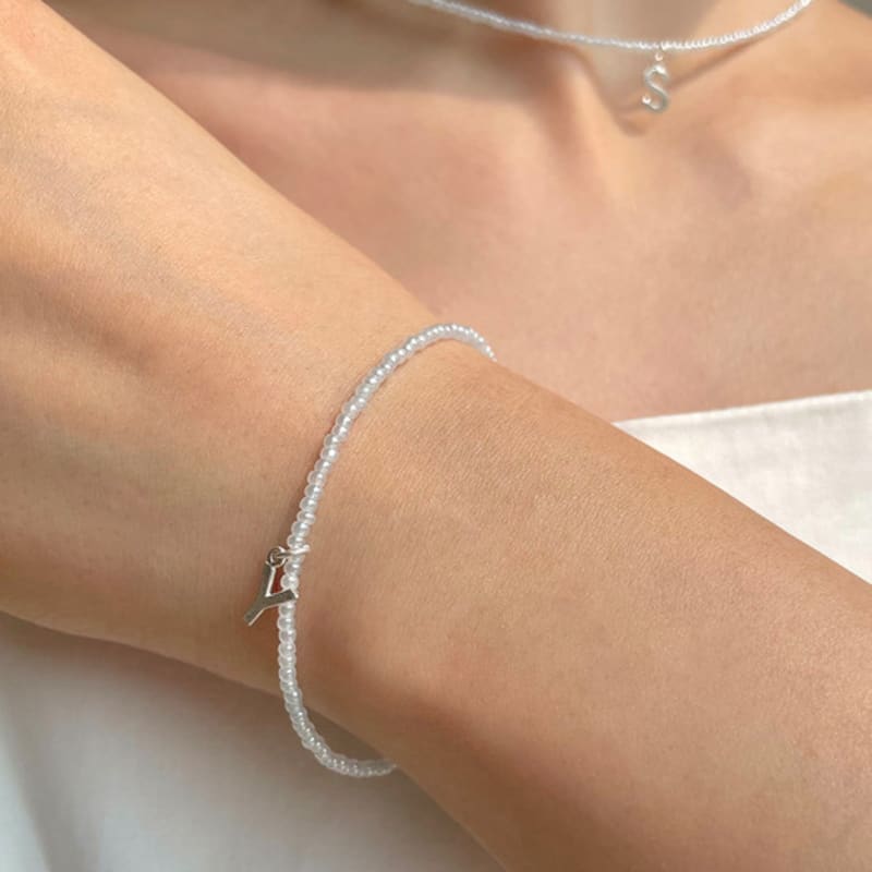 

leeENoir Romantic Initial Bracelet (Skyblue) E