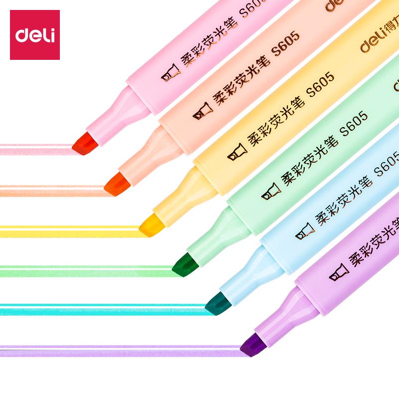 Evidenziatore Fluorescente Deli S605 Colori Pastello per Studenti - Punta Triangolare per Prendere Appunti & Disegno dei Bambini