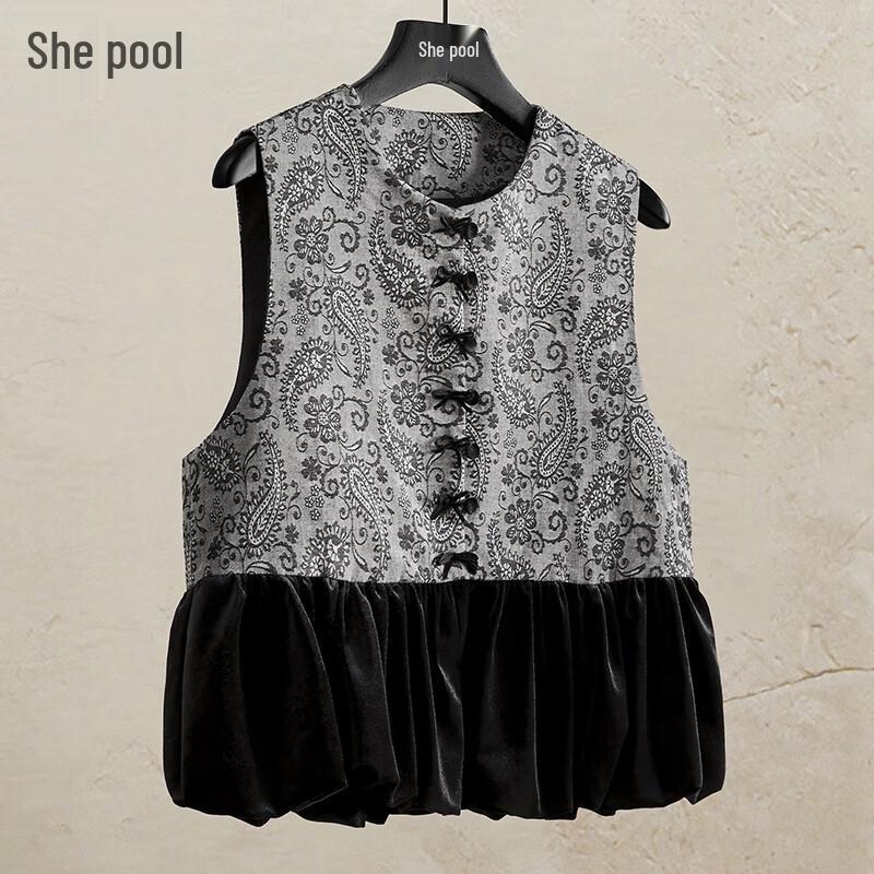 

Винтажный жилет в стиле пэчворк с цветочным узором «Кашемировый огурец» One Size