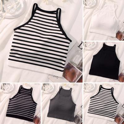 Kadın Dolgulu Fitilli Atlet Yaz Kolsuz Racerback Temel Üst Dahili Sütyenli Spagetti Askılı Kamisol Crop Top