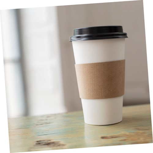 BESTOYARD 100pcs Hot Cup Sleeves Kraft Paper Coffee Sleeves Hot Cup Jacket Holder Insulated Drink Sleeves
