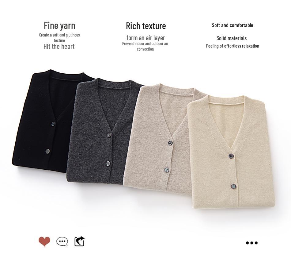 Gilet Cardigan en Laine à Col en V - Printemps/Été 2026 Vêtement d'Extérieur Décontracté Chic à Boutonnage Simple