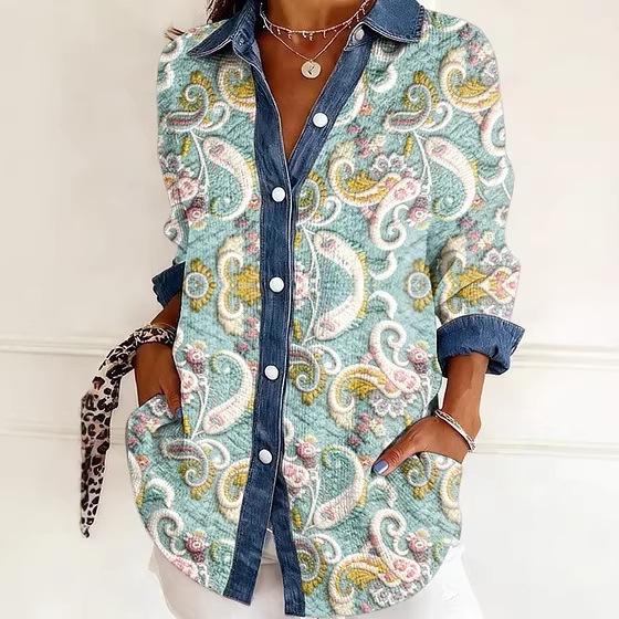 2026 European-American Patchwork Floral 3D Print Women's Spring Cardigan