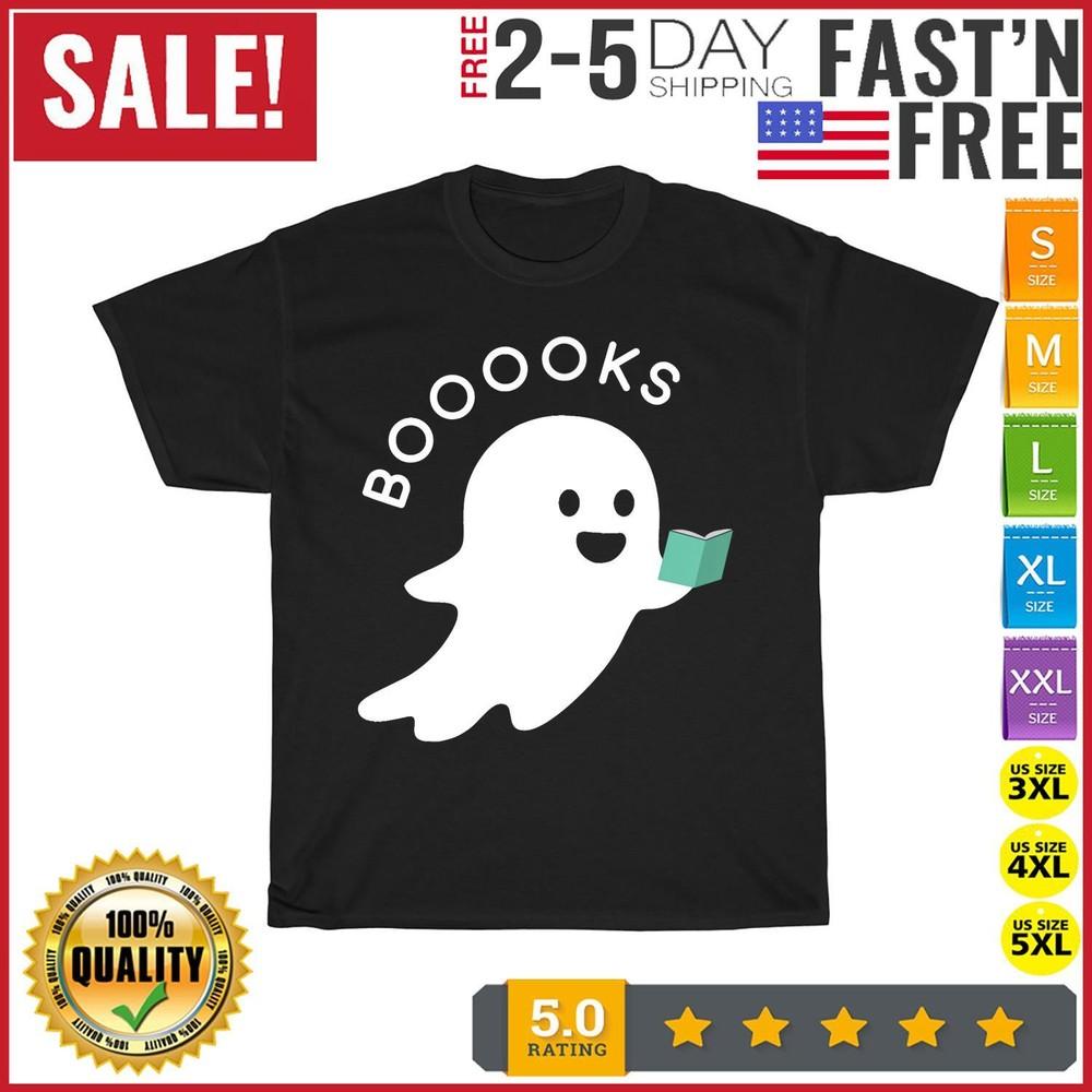 Halloween Booooks Ghost Reading Boo Read Books Library Vintage T Shirt Men Women