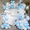 Pastel Blue Balloons Garland White Silver Balloon Arch Kit Gender Reveal Birthday Party Baby Shower Home Party Decoration Globos