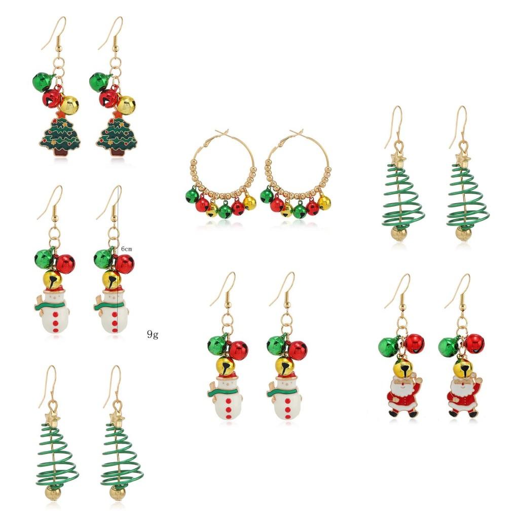 Christmas Tree Snowflake Bell Earrings For Women Holiday Party Decor