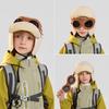 Children's Cap Detachable Goggles Pullover Flying Cap Boys Winter Outdoor Velvet Warm Ear Protection Bomber Hat