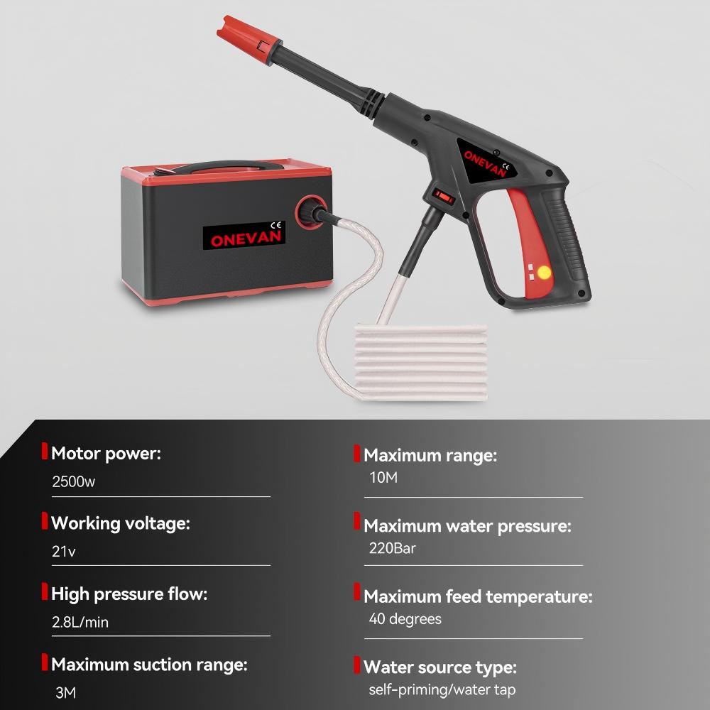 ONEVAN 220Bar Elektrisk Høytrykksspyler 2i1 Trådløs Bilvasker Sprøytepistol Hagerengjøringsverktøy For Makita 18V Batteripin