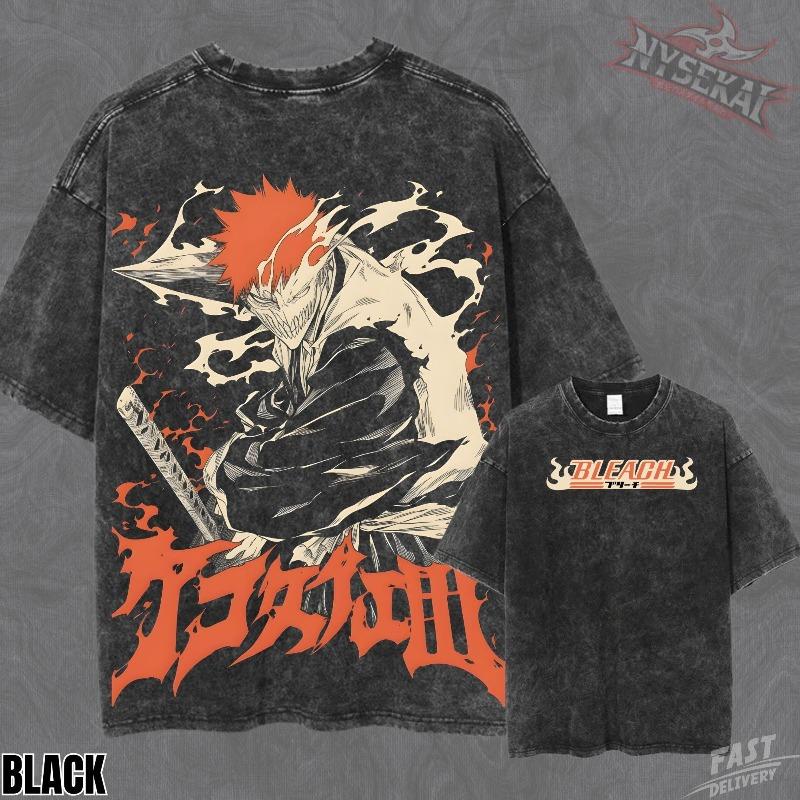 Ichigo Hollow Mask Pump Cover Oversized Vintage Wash Heavyweight Graphic Tee