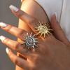 Ocean Wind Spiral Ring 18K Gold Color Plated Stainless Steel Sun Ring Stackable Ring Women's Accessories For Daily Wear Vacation