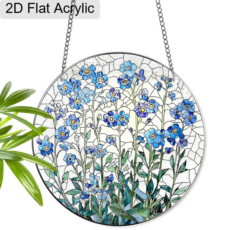 Acrylic Forget-Me-Not Flower Suncatcher Stained Glass Effect Window Hanging Ornament Flower Lover Gifts