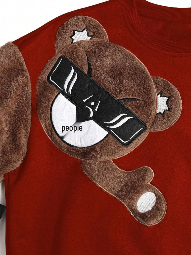 Gränsöverskridande Broderad Herr Casual Mode Rund Hals Långärmad Huvtröja