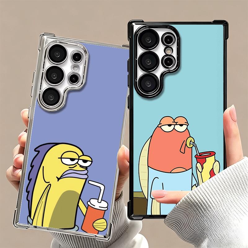 Funny Cartoon Ugly Fish Soft Phone Case For Samsung Galaxy S26 Ultra S25 Edge S24 FE S23 Plus S22 S21 + S20 Plating Anti-Fall Fu