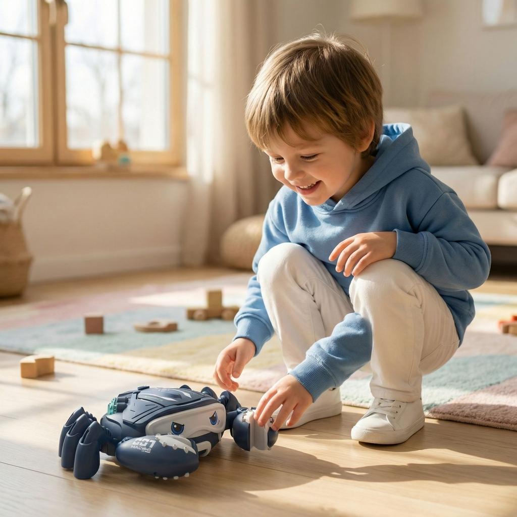 Electric Omnidirectional Crawling Toy With Lights And Spray Function For Children