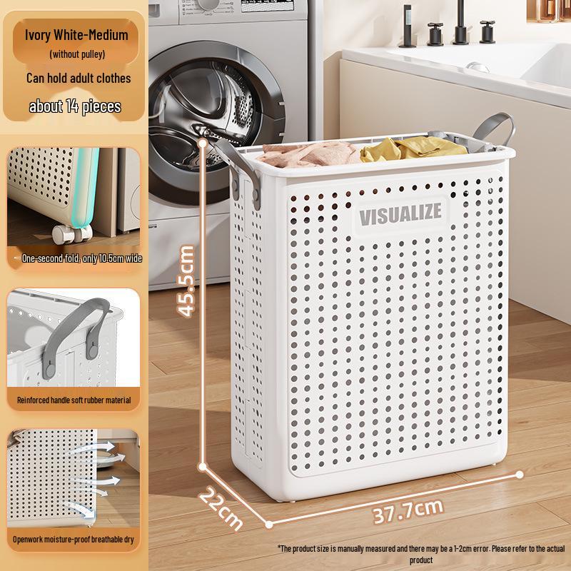 Foldable Laundry Basket with Wheels - Storage for Dirty Clothes