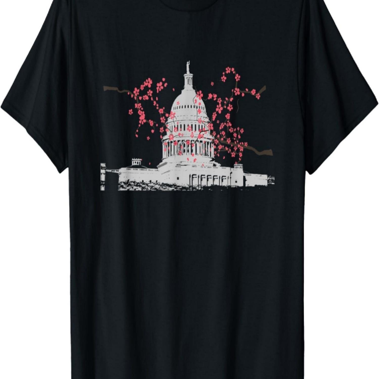Washington DC Capitol Hill USA Souvenir Cherry Blossoms T-Shirt S