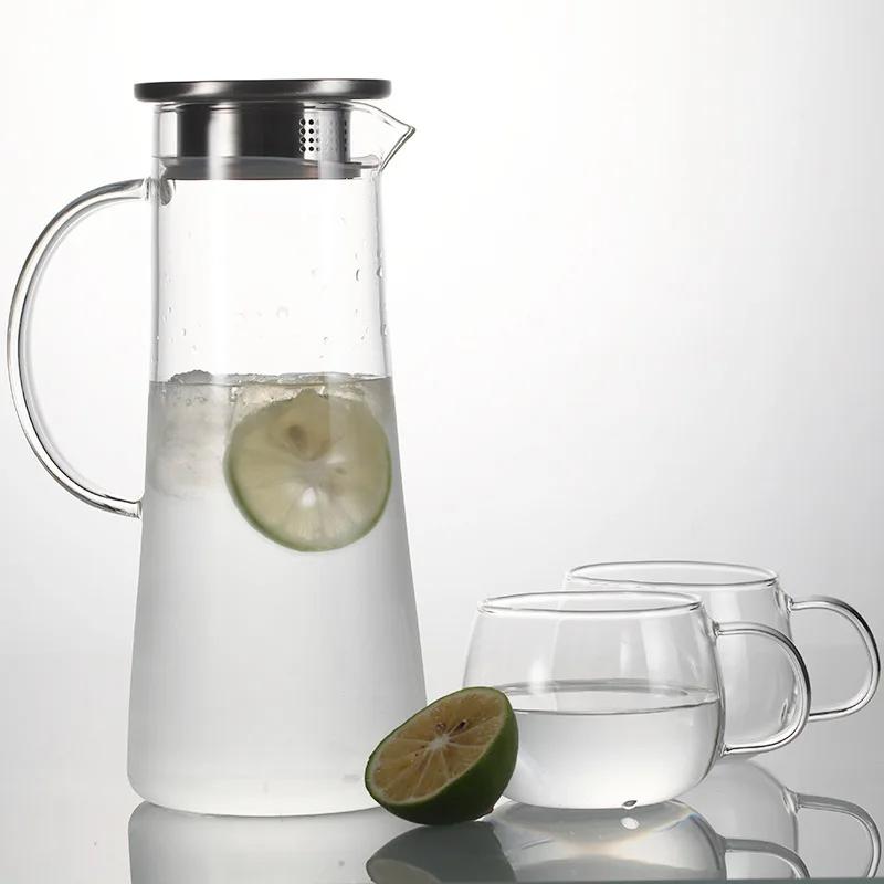1500ml Transparent Heat-Resistant Glass Pitcher - Hot/Cold Water, Juice & Beverage Container, Easy Clean