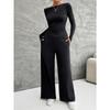 Autumn and Winter Women's Clothing Y2K Slim Long Sleeve Top Wide-leg Trousers Set