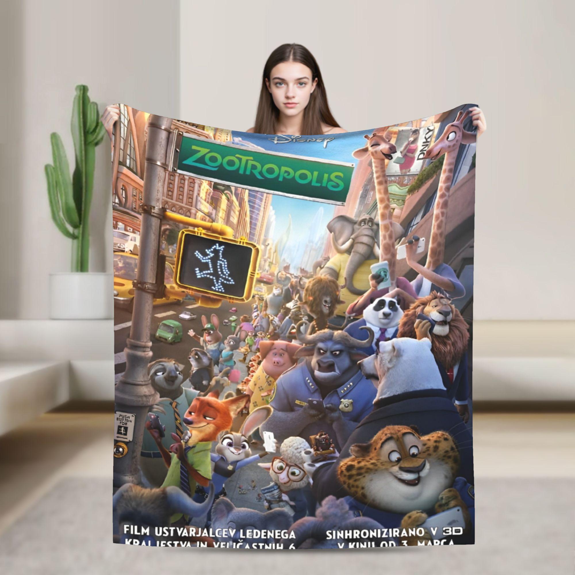 

Anime Zootopia Cartoon Flannel Blanket Super Soft Throw Blanket for Bedroom Airplane Travel Fashion Bedspread Sofa Bed Cover 75x90cm