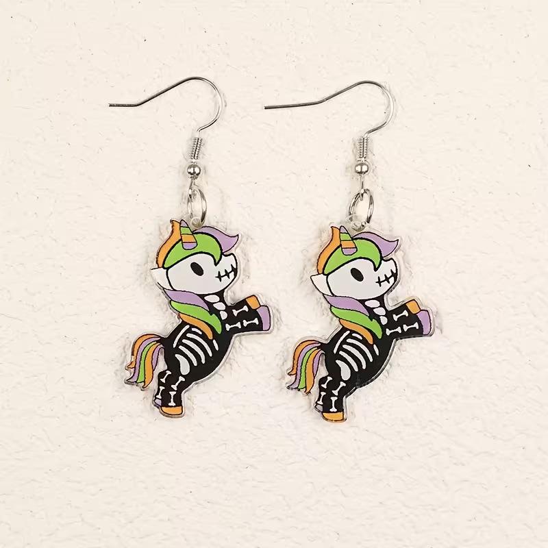 Colorful Little Pony Acrylic Earrings - Creative Cute Cartoon Animal Design