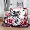 Tiger And Roses Blanket Suitable for Offices, Travel, Living Rooms Also a Good Gift for Friends and Family Suitable for All Seasons.