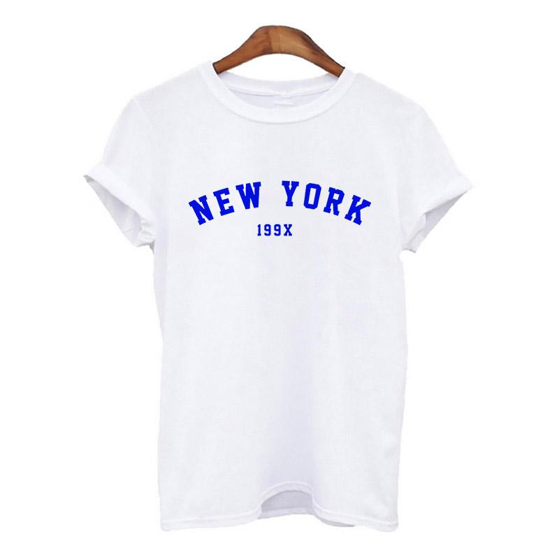 Harajuku Women Tshirt New York Summer Print White Black T Shirt Ladies Clothing 90S Tops Graphic Clothes Female Tee Shirt 2025