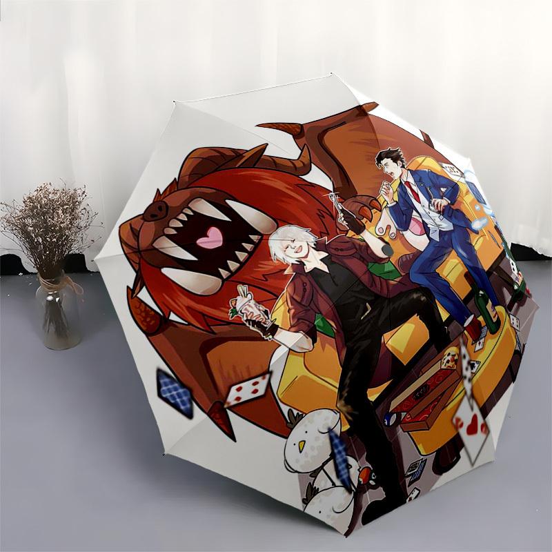 1pc Outdoor Umbrella with Devilman and Monster Design - Automatic Opening/Closing, Portable 3-Fold Design, 8-Bone Iron Frame - Perfect Gift for F