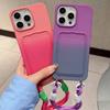 Gradient Color Wrist Strap Card Slot Holder Wallet Phone Case For iPhone 16 Pro Max 15 14 Plus 13 12 11 Shockproof Soft Cover