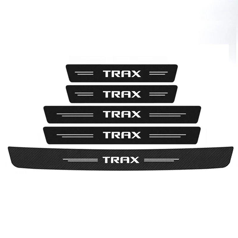 Carbon Fiber Door Sill Protector Stickers For Chevrolet TRAX Front Rear Threshold Decals Rear Trunk Bumper Guard Accessories amw123