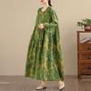 New Spring Summer Vintage Floral Print Maxi Dress Loose Oversize Long Sleeve for Women Plus Size