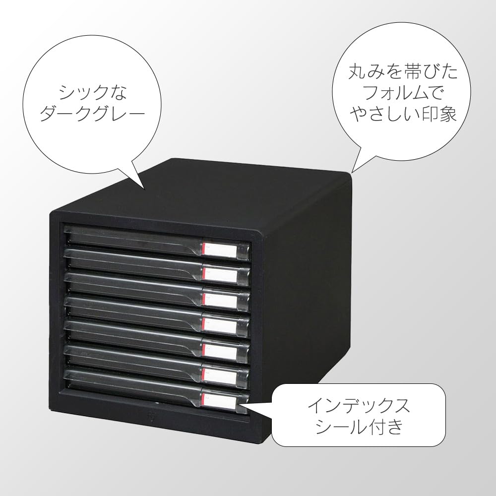 7 Iris Ohyama Letter Case A4 with Rubber Feet and with Index Stickers Slim Drawer Office Storage Desk Document Case Storage Case Envelope Clear