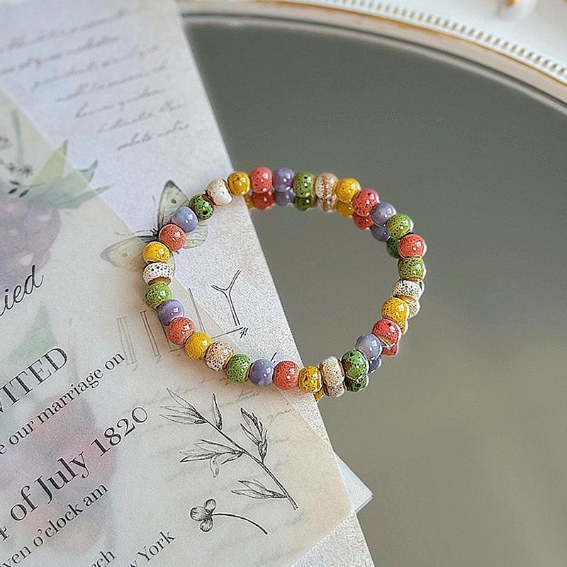 Bunte Keramikperlenarmbänder für Damen Herren Einfache Vielseitige Handgewebte Perlenarmreifen Party Schmuck Accessoires Geschenke